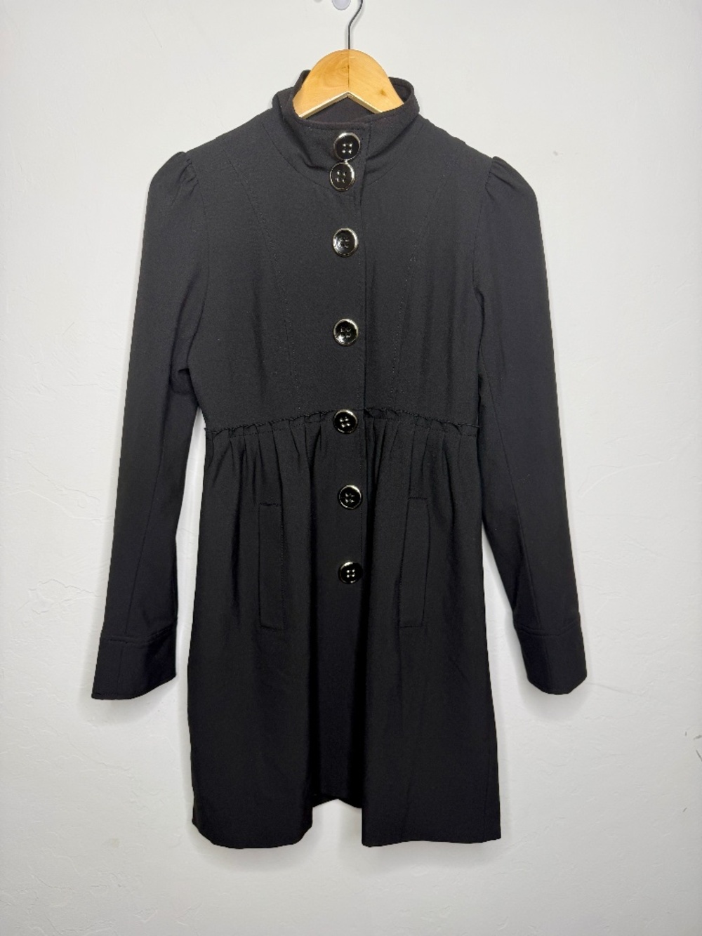 Karen Kane Black Coat late 1990s style Y2K Feminine